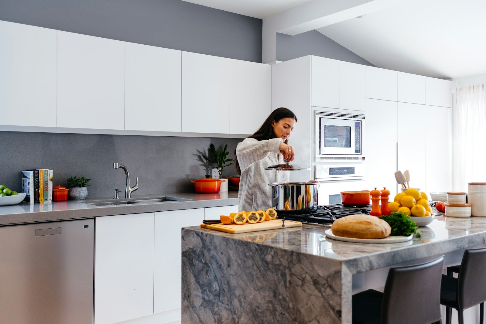 A calmer counter starts beside the sink